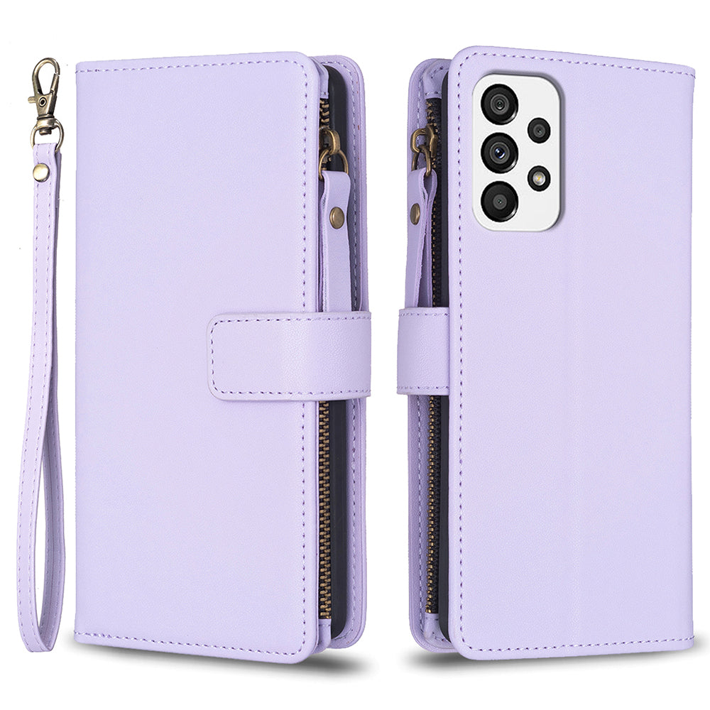 BF Style-19 for Samsung Galaxy A73 5G Anti-fingerprint Wallet Case Stand Zippered PU Leather Shell Cover BF Style-19 for Samsung Galaxy A73 5G Anti-fingerprint Wallet Case Stand Zippered PU Leather Shell Cover